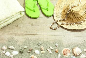 Back from the beach green flip flop