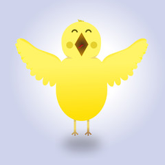 Vector yellow cartoon chiken