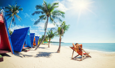 Beautiful woman on the beach.