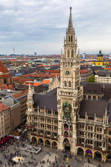 Naklejka premium Aerial view on Marienplatz town hall