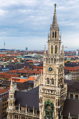 Naklejka premium Aerial view on Marienplatz town hall