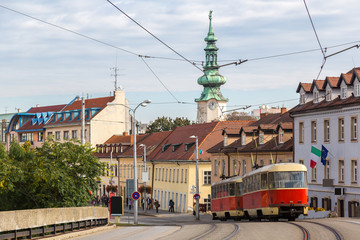 Obraz premium Red tram in Bratislava