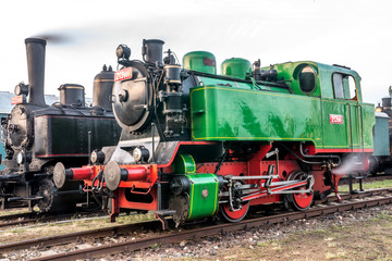 Fototapeta na wymiar Two old steam Czechoslovak locomotives in museum