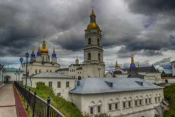 Fototapeta na wymiar Tobolsk Kremlin and belfry Sophia-Assumption Cathedral panorama
