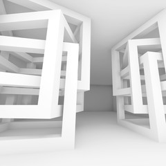 Chaotic cube constructions, 3d illustration