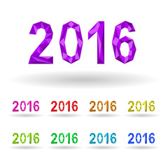Image Year 2016 in the crystalline style of different colors.