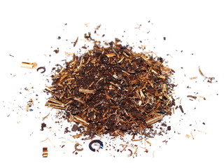 pile scrap metal shavings isolated on white background, with clipping path