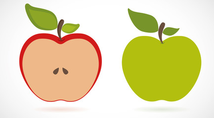 pomme verte et pomme rouge