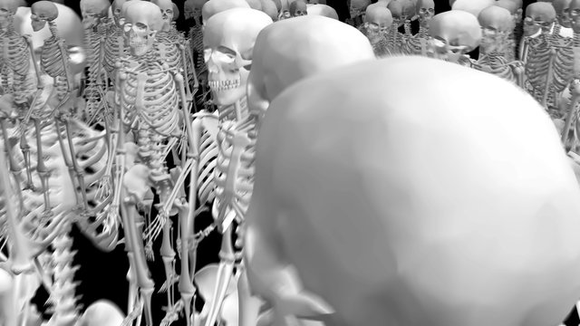 Seamless animation of skeletons. Render of a skeleton 3D model  by Momentum released by Blendswap distributed under CC-BY