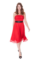 Glamorous woman in red dress