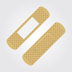 Bactericidal plaster brown color. The view from both sides. Vector Image. Realistically.
