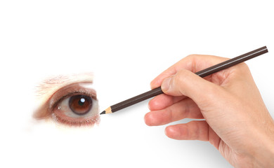 Hand drawing a human eye