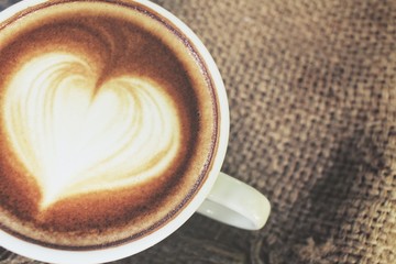 Vintage latte art coffee