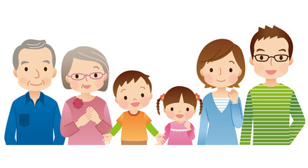 三世代家族　6人　横並び