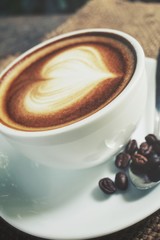 Vintage latte art coffee