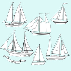 Ships.Set of sketches