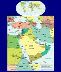 Naklejka premium World Middle East political divisions