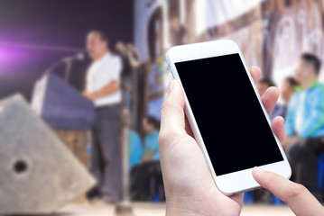 Woman hand with smartphone