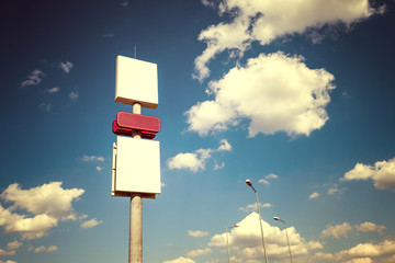 Vintage style photo of blank billboard