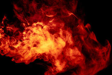 Fototapeta na wymiar Abstract orange smoke hookah on a black background.
