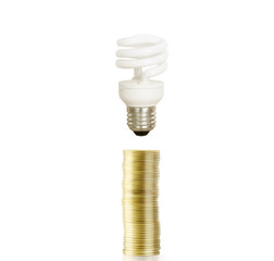 Bulb With Stack Of  Coins