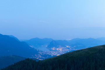 Obraz premium Gulf of Lugano viewed from Mt Baro