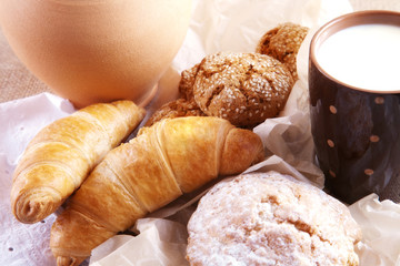 Homemade pastries and a cup of milk