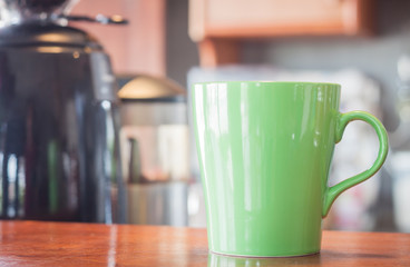 Coffee mug in coffee shop