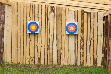 Two paper target on a wall