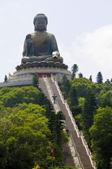 Naklejka premium Famous statue landmark Big Buddha Lantau Island Hong Kong China