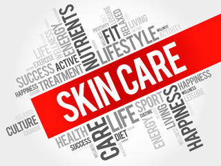 Skin care word cloud, health concept