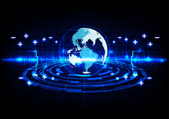 abstract world with blue light grids and energy design backgroun