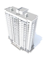 3d rendering of modern multi-storey residential building