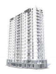 3d rendering of modern multi-storey residential building