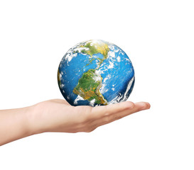  global in hands.Ecology concept. Elements of this image are fur