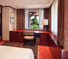 bedroom, hardwood desk and chair