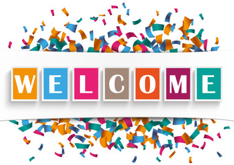 White Paper Banner Welcome Confetti