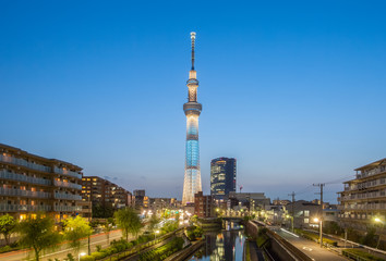 Obraz premium The Tokyo Skytree , A new television broadcasting tower and landmark of Tokyo