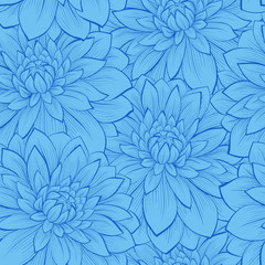 Fototapeta premium seamless background with blue flowers.