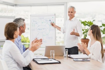 Obraz premium Businessman conducting presentation to colleagues