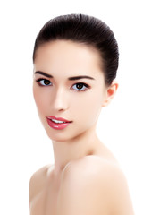 Fototapeta premium Pretty woman portrait, white background, isolated