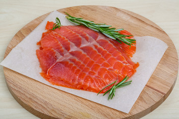 Sliced salmon