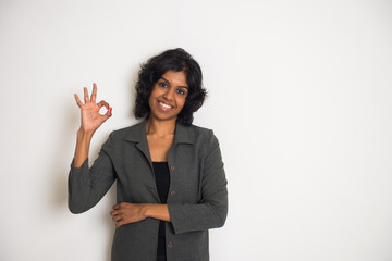 indian business woman ok sign