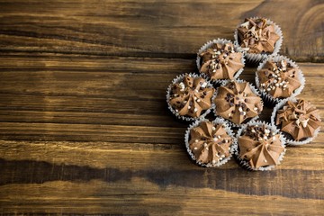 Chocolate cupcakes on a table