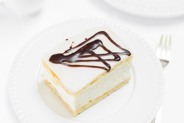 Cream Pie on White Plate