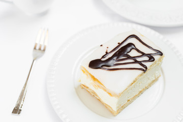 Cream Pie on White Plate