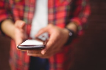 Hipster using her smartphone