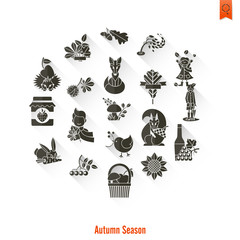 Set of Flat Autumn Icons