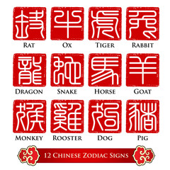 12 Chinese zodiac signs design