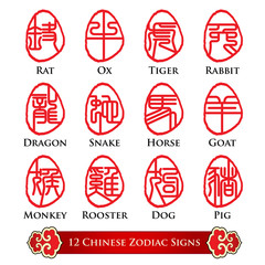 12 Chinese zodiac signs design